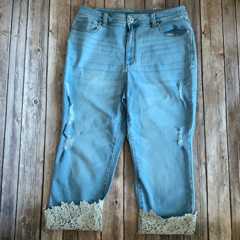 INC Denim High Waist Straight Capris